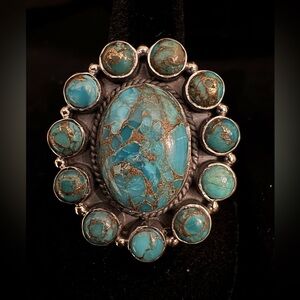 Kingman Turquoise and sterling Silver Statement Ring